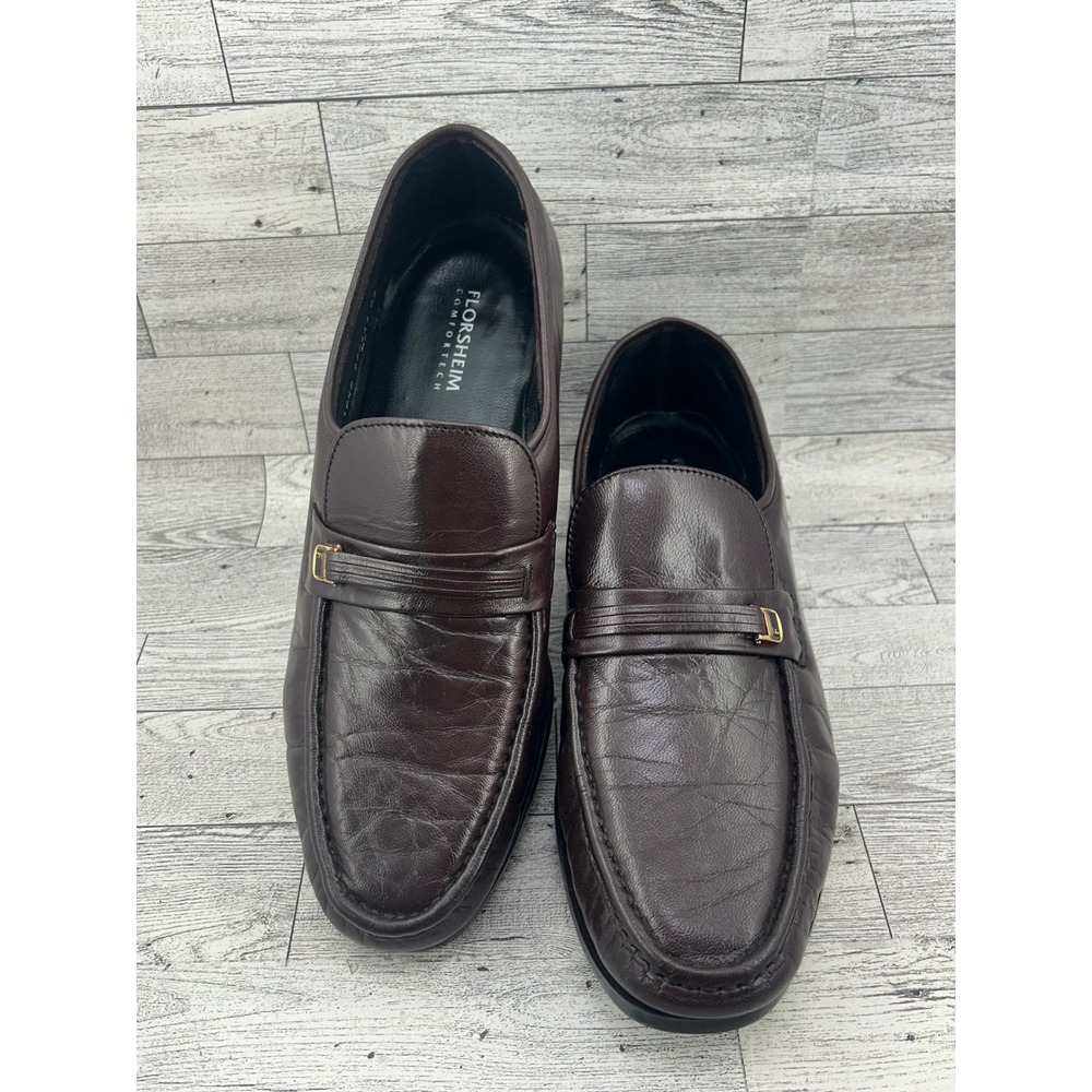 Florsheim Comfortech Mens 10.5 D Dark Brown Leather Moc Toe Loafers 17088-05